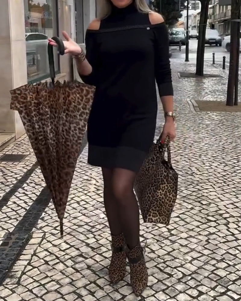 Off-Shoulder Long-Sleeved Fashion Dress