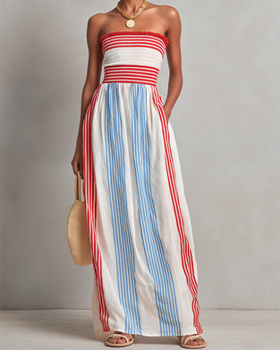 Strapless Colorful Stripe Dress