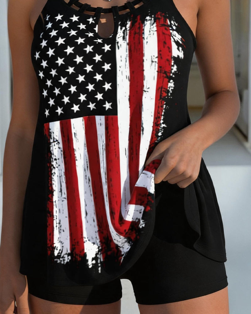 Flag Casual Two-Piece Tankini