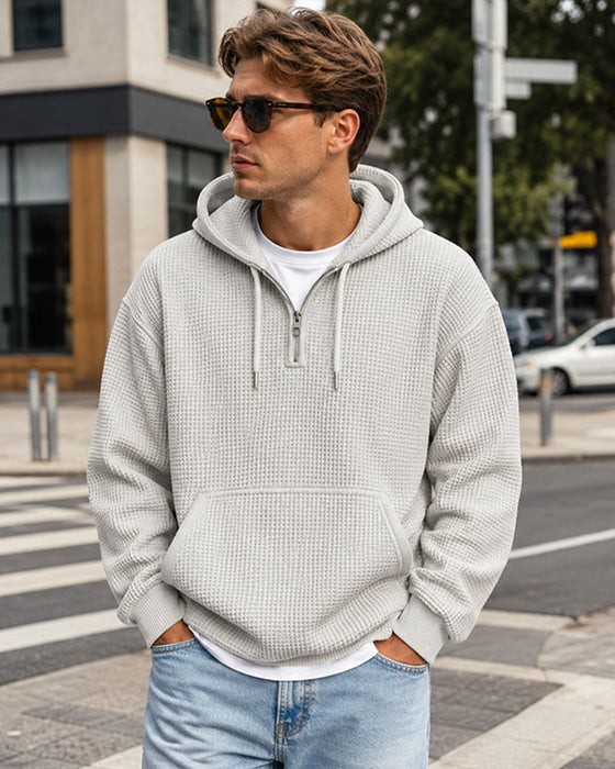 Men's Solid Zip Pullover Hoodie