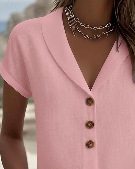 Button Down Collar Short Sleeve Shirt