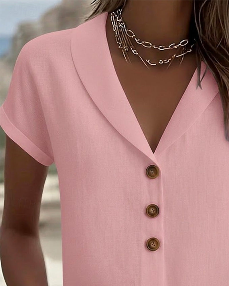 Button Down Collar Short Sleeve Shirt