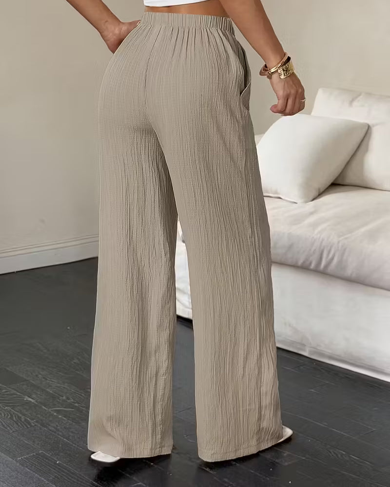 Pleated High Waist Wide-Leg Pants