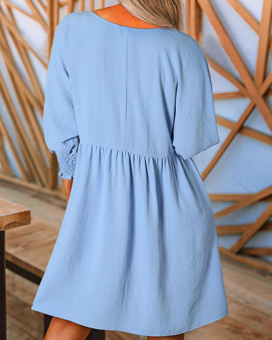 Women's Solid-Color Waist-Cinching Dress