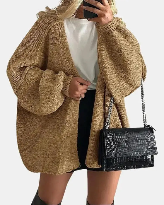 Solid Color Loose Sweater Coat