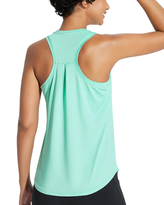 Racer Back Pleated Solid Tank Top