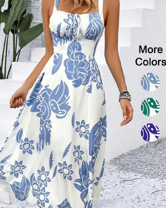 Elegant Strappy Print Dress