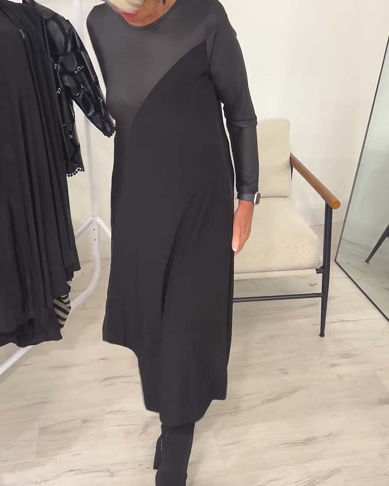 Bias Cut Patchwork Long Dress