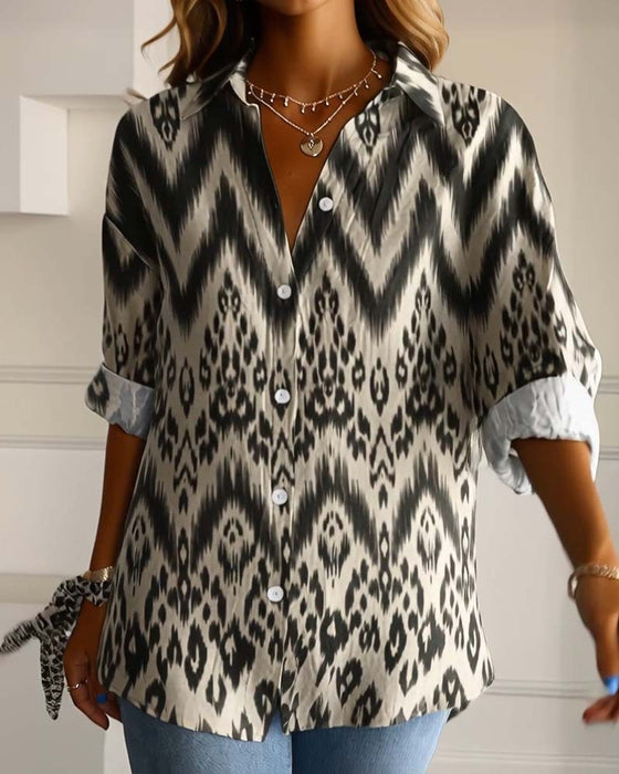 Leopard Print Lapel Fashion Shirt