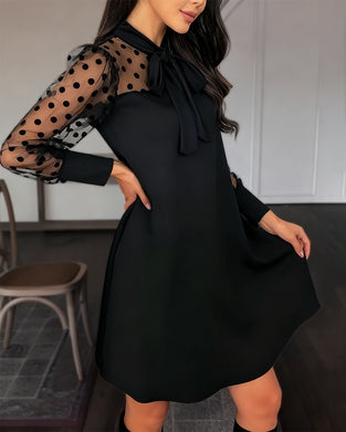 Ribbon Stitching Elegant Solid Color Dress