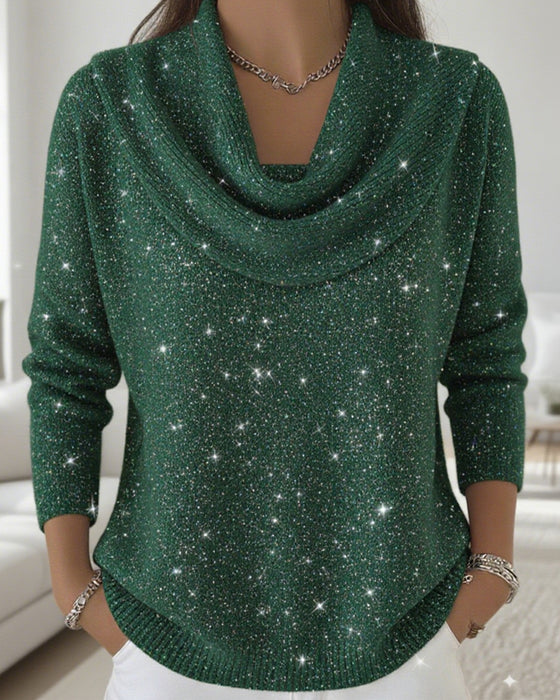 Pile Collar Sequined Sweater