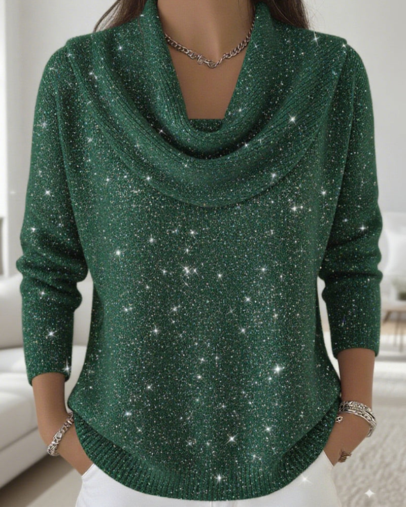 Pile Collar Sequined Sweater