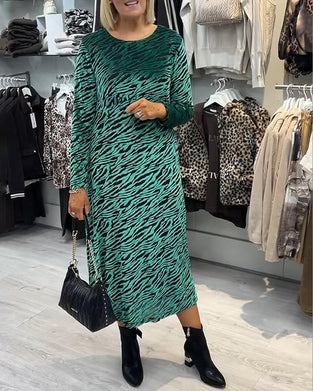 Animal Print Crew Neck Dress