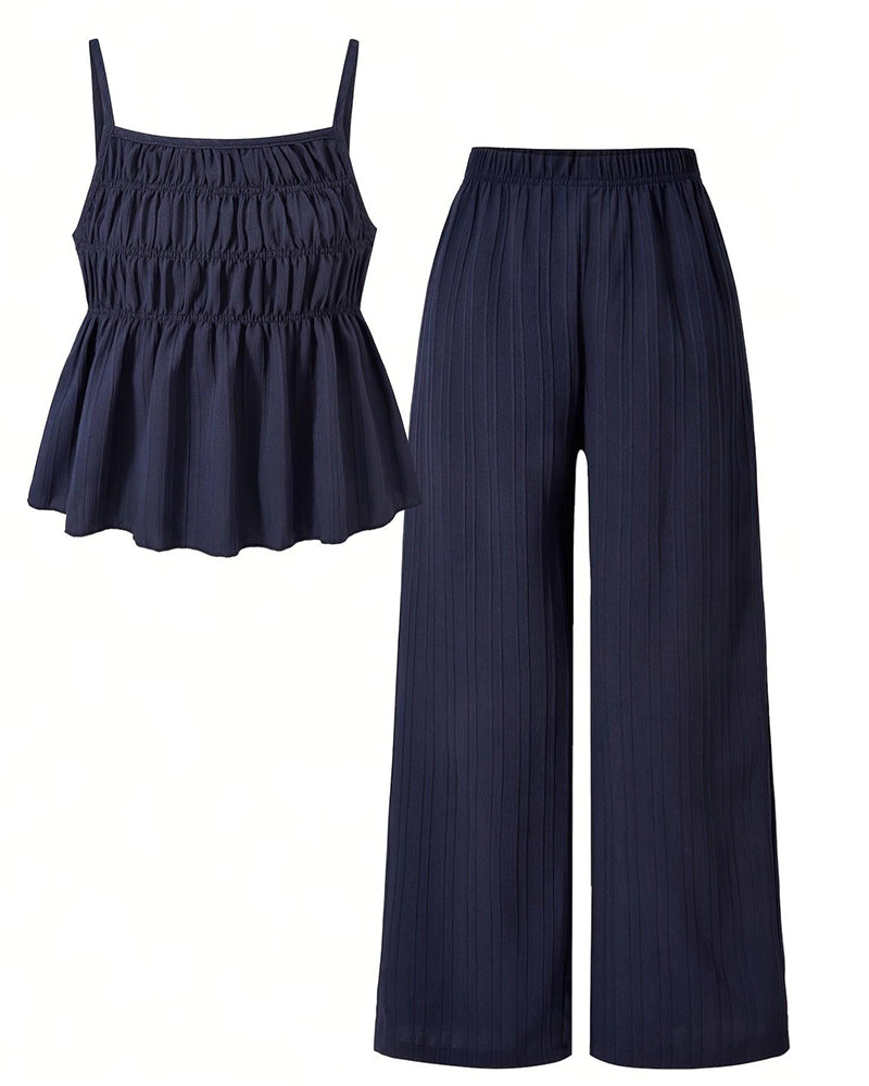 Casual Solid Color Two-Piece Set