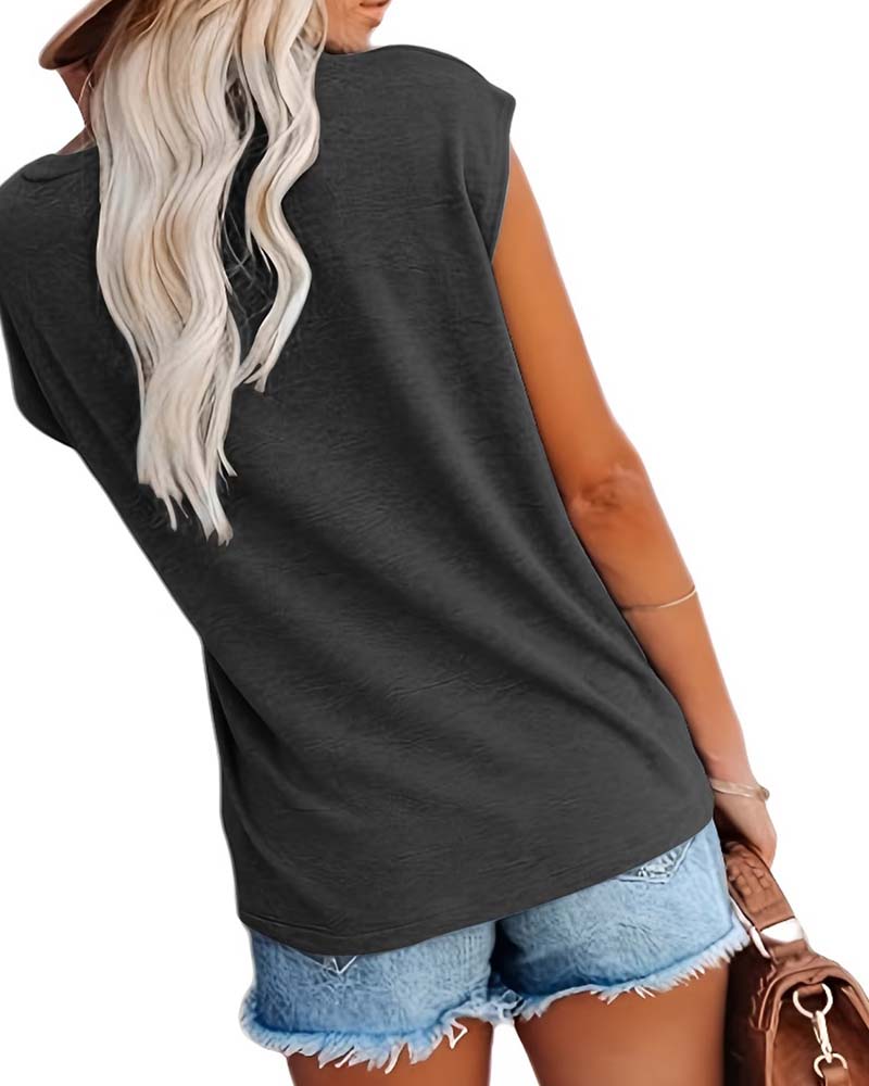 V-Neck Printed Sleeveless T-Shirt