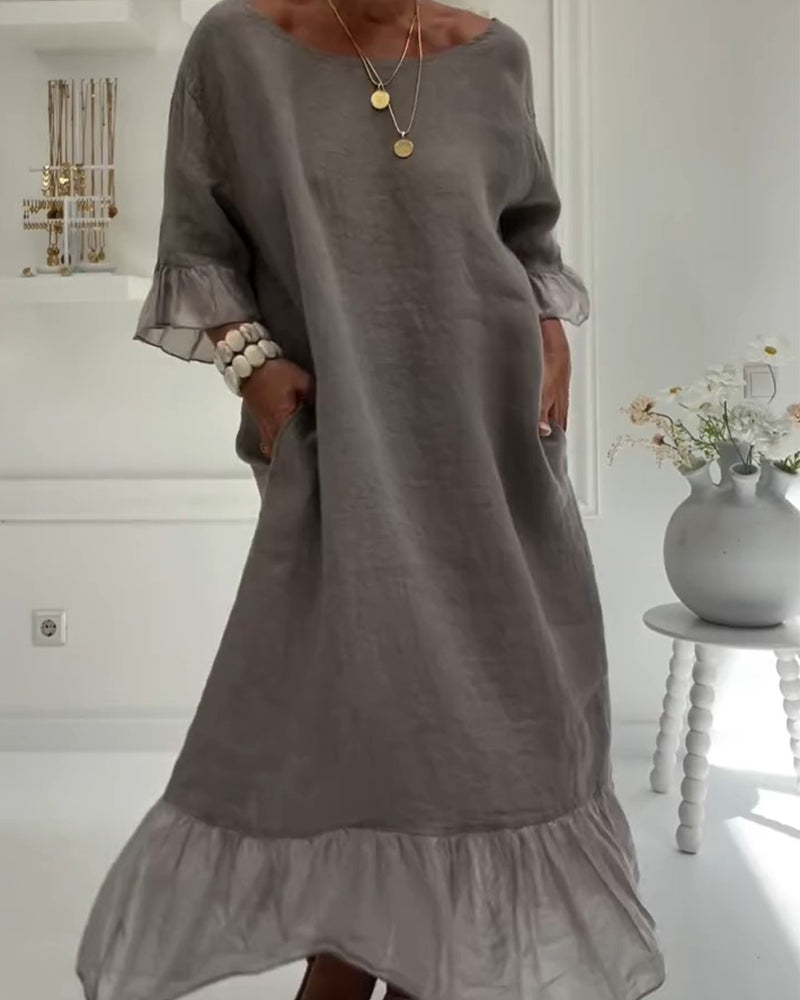 Ruffle Pocket Casual Dress