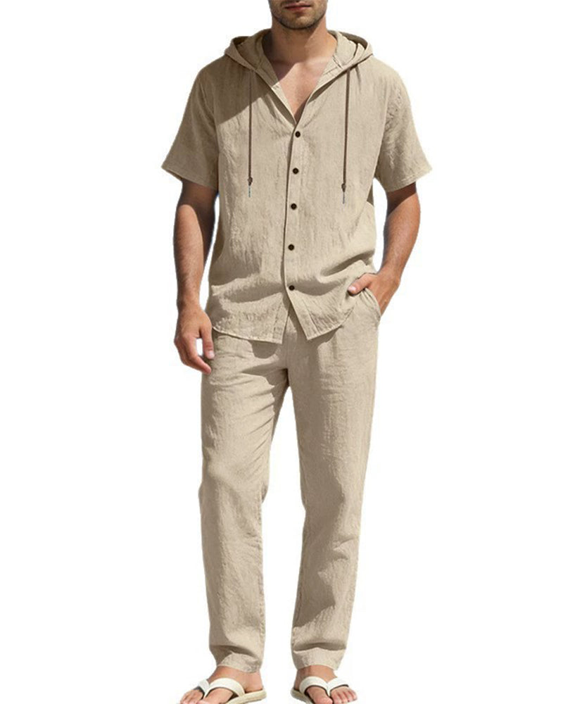 Men's Lightweight Hooded Two-Piece Set For Summer Casual Wear