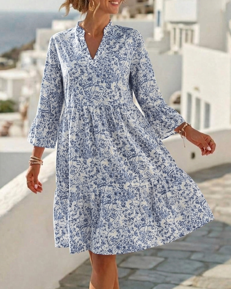 Floral V-Neck Cake Dress