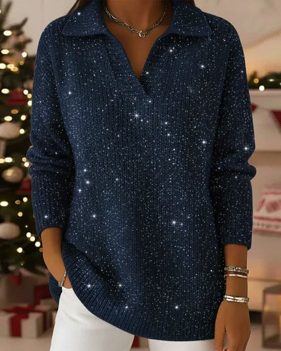 Lapel Long Sleeve Loose Pullover