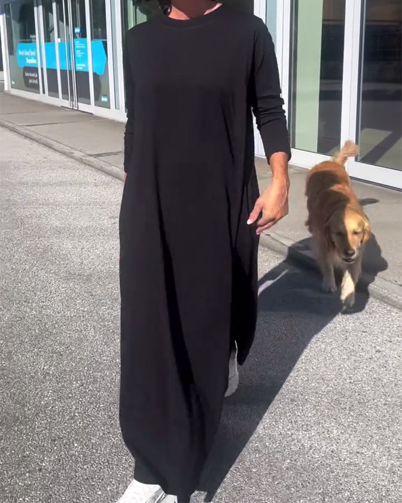 Loose Long Sleeve Round Neck Dress