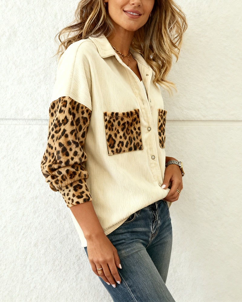 Leopard Print Long-Sleeved Shirt