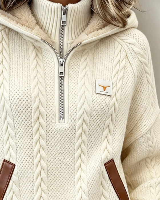 Zip Casual Turtleneck Hoodie