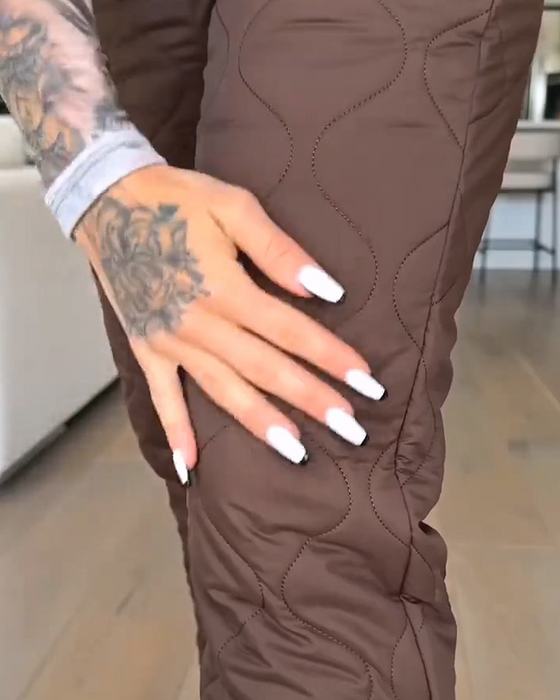 Quilted Hemmed Cotton Pants