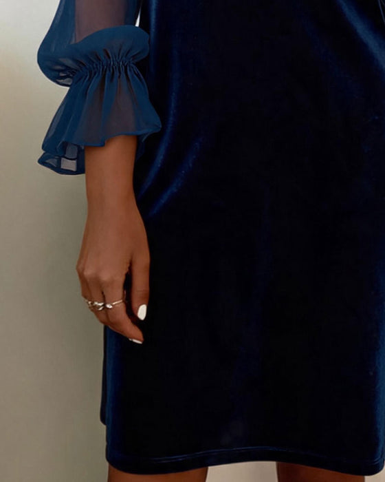 Shirt Collar Ruffle Dress