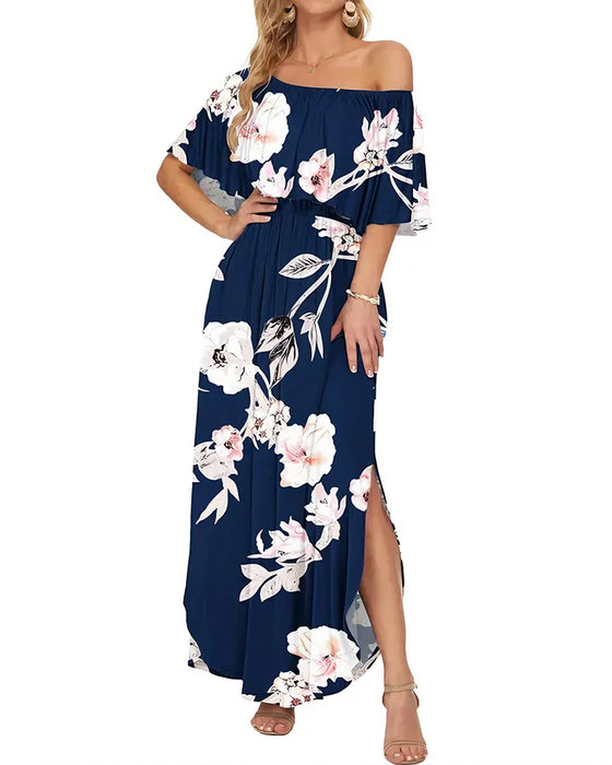 Elegant Ink Wash Floral Maxi Dress