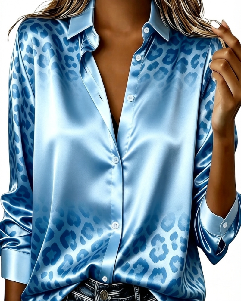 Lapel Ombre Leopard Shirt