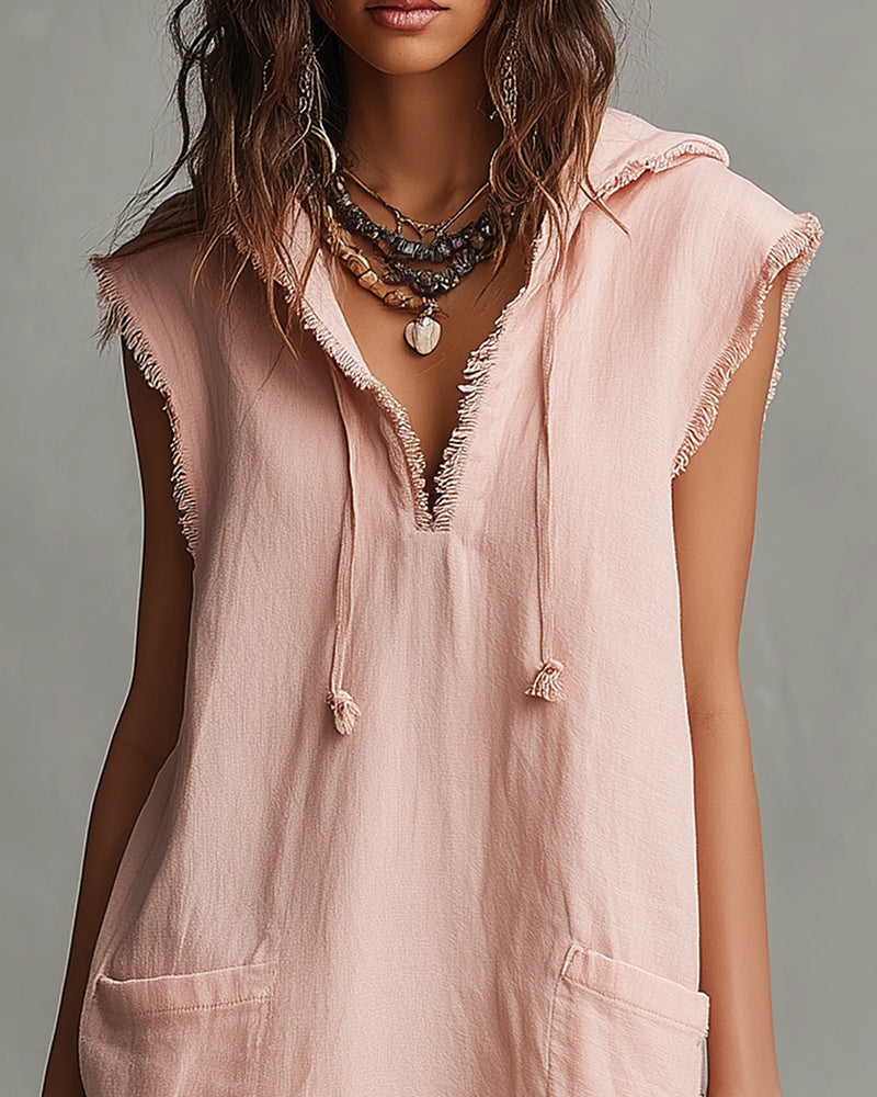 Sleeveless Hooded Short Dress