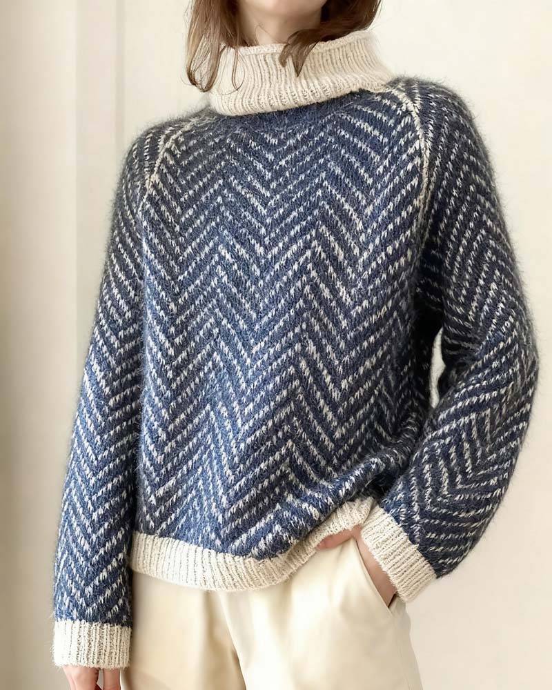 Striped Turtleneck Slouchy Pullover