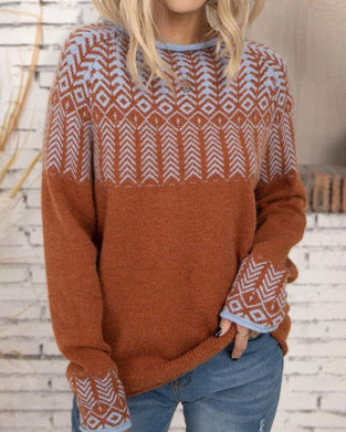 Elegant printed pullover sweater