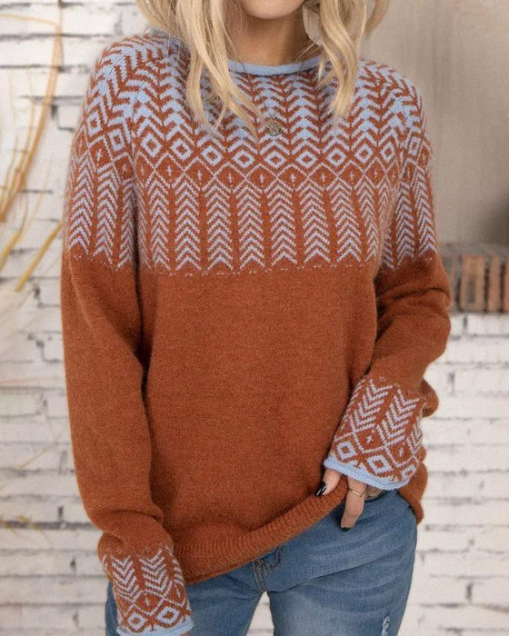 Elegant printed pullover sweater