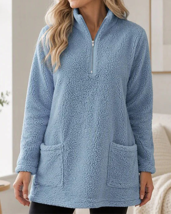 Solid Color Stand Collar Sweatshirt