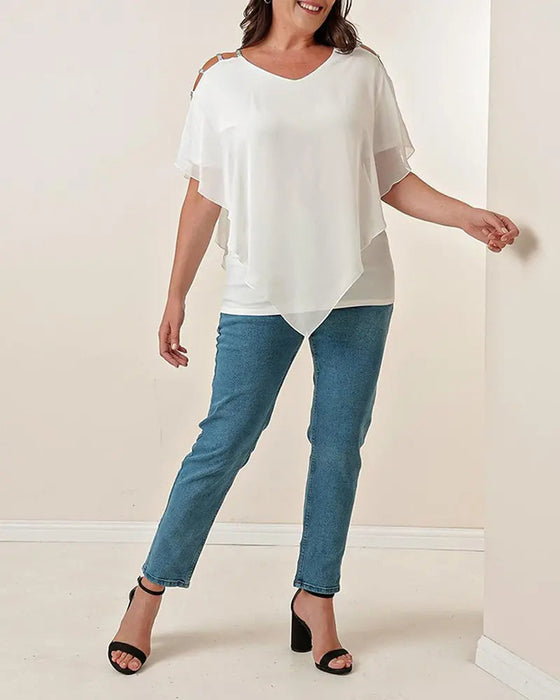 Solid color loose hollow top