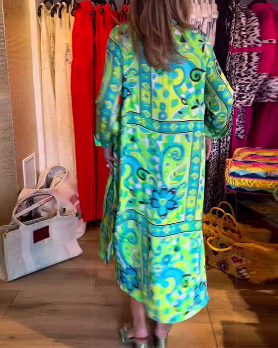 Loose printed pocket dress