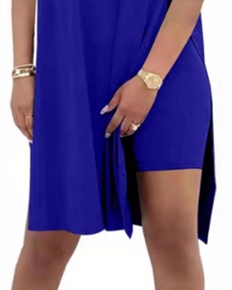 Solid Color Loose Short-Sleeve Pants Set