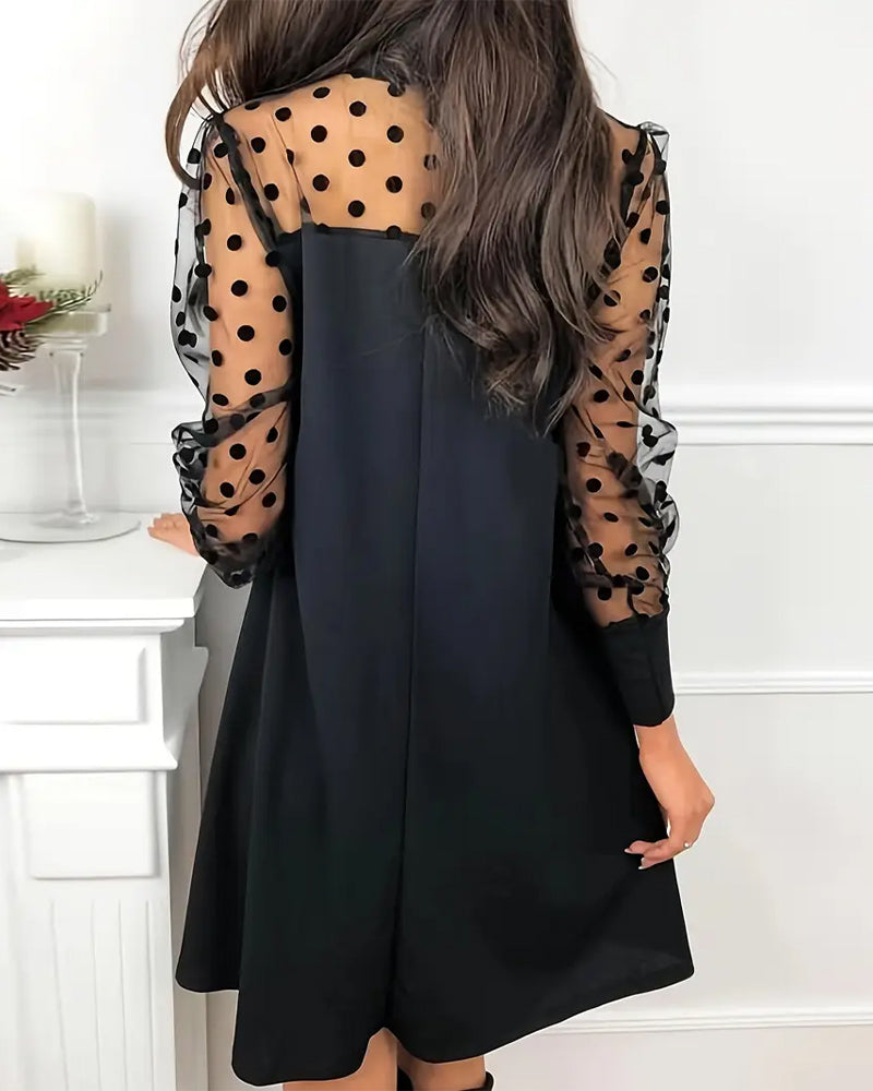 Ribbon Stitching Elegant Solid Color Dress