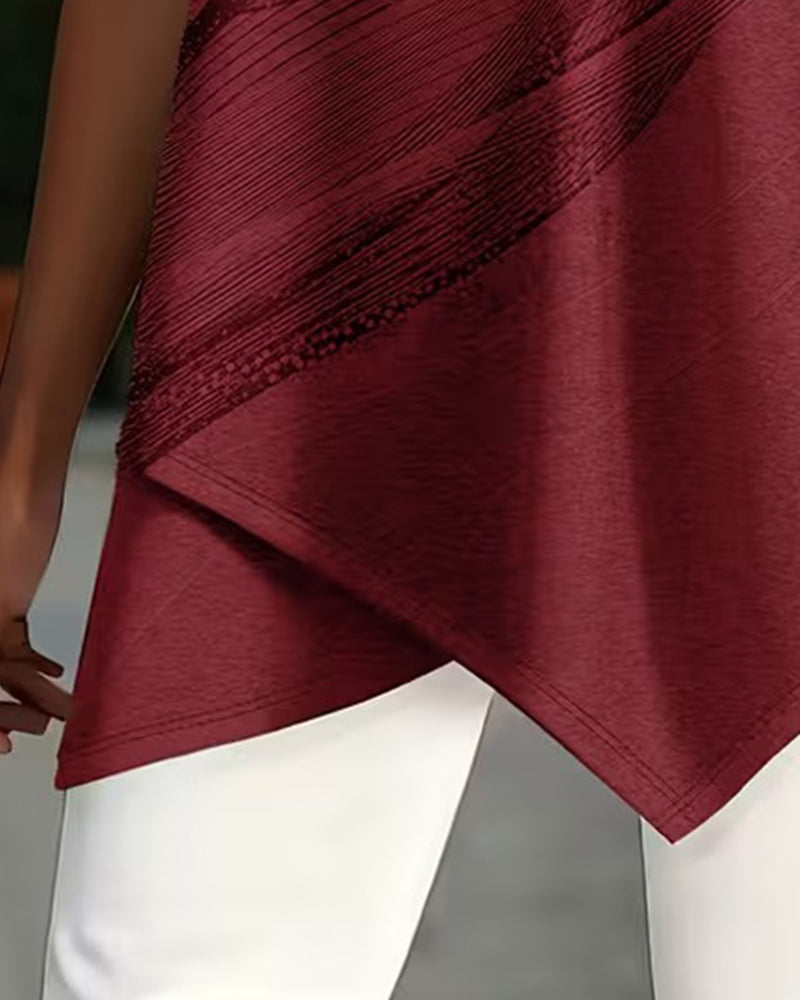 Short Sleeve Asymmetrical Hem T-Shirt