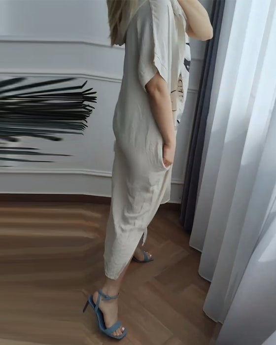 Hooded Printed Loose Dress