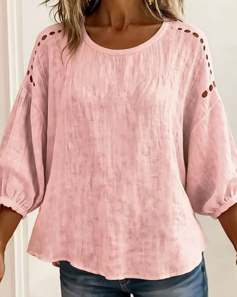 Hollow 100% Cotton Blouse