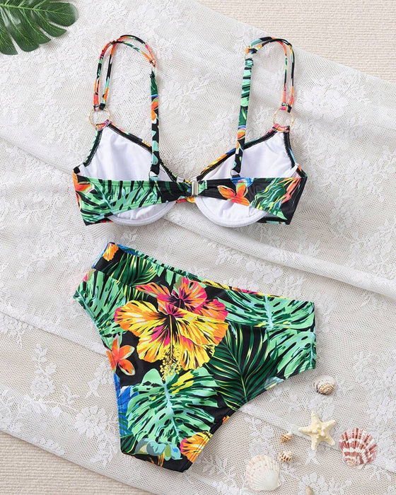 Sexy Printed Push-Up Bra Triangle Bikini