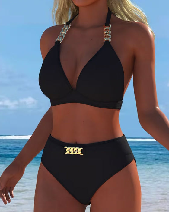 Halter Metal Buckle Bikini