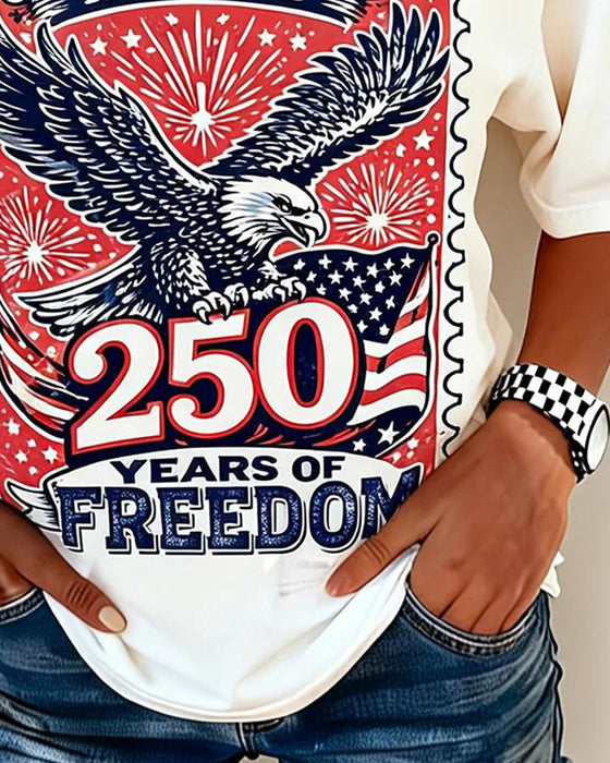 Crew Neck Eagle Print T-Shirt