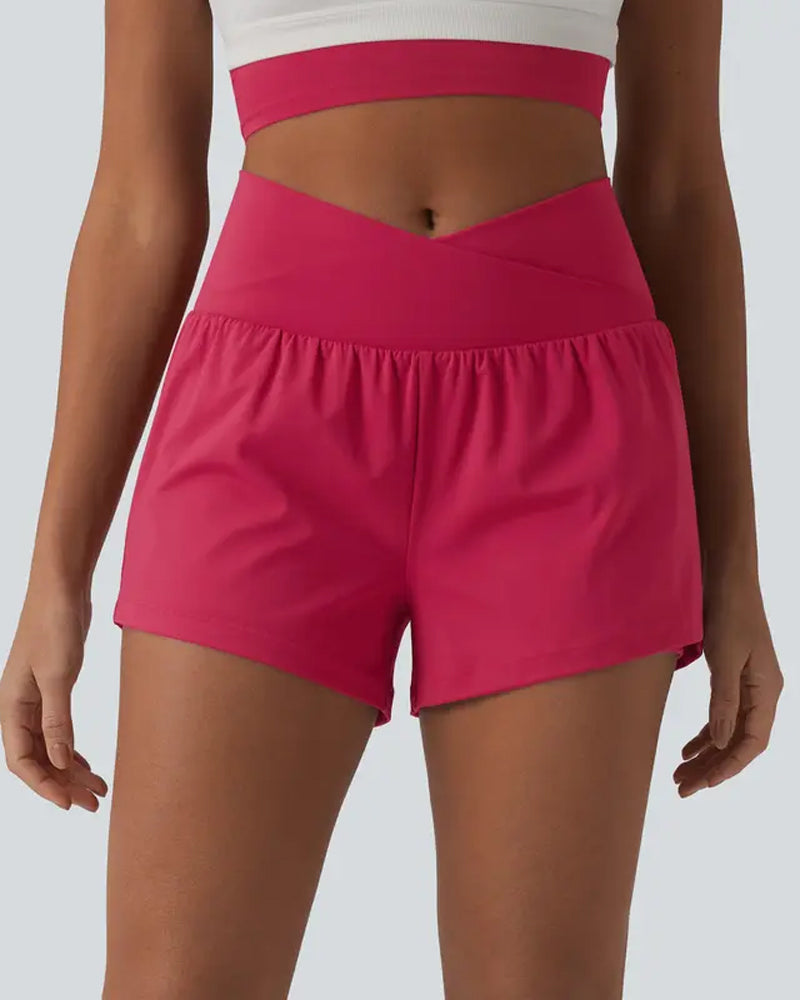 Solid Color Mid Waist Shorts
