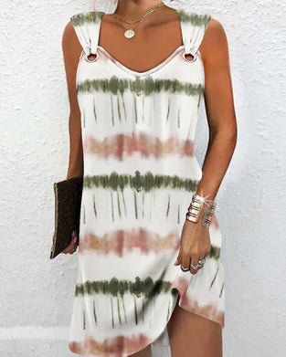 Contrast print slip dress