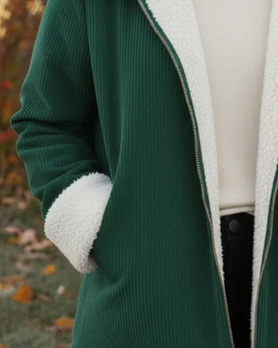 Corduroy Lamb Wool Coat