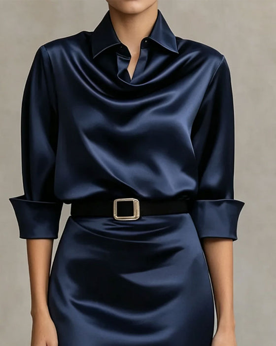 Shirt Collar Tiered A-Line Dress