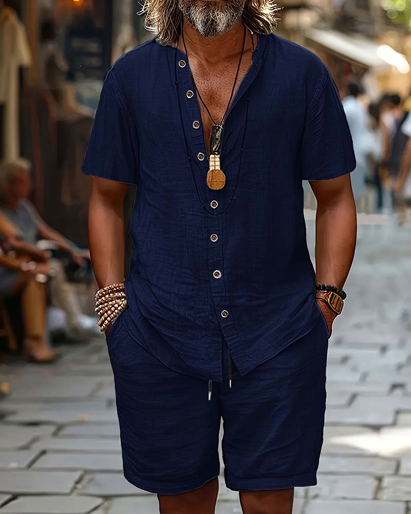 Men's Short Sleeve Shirt And Short Set